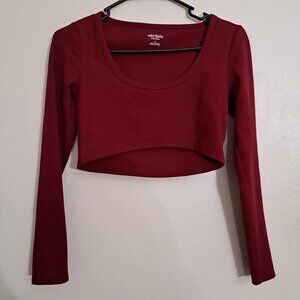 Women's Long Sleeve Scoop Neck ButterBliss Top Wild Fable Small Burgendy